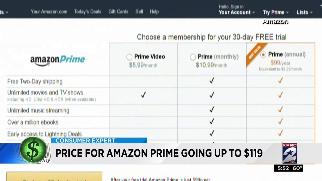 Prime amazon price Amazon Prime Price Change Starting May 11, , new members will be charged $/year for an annual Prime membership and $59/year for an annual Prime Student membership. Starting June 16, , existing Prime members with an annual membership will renew at a rate of $/year.